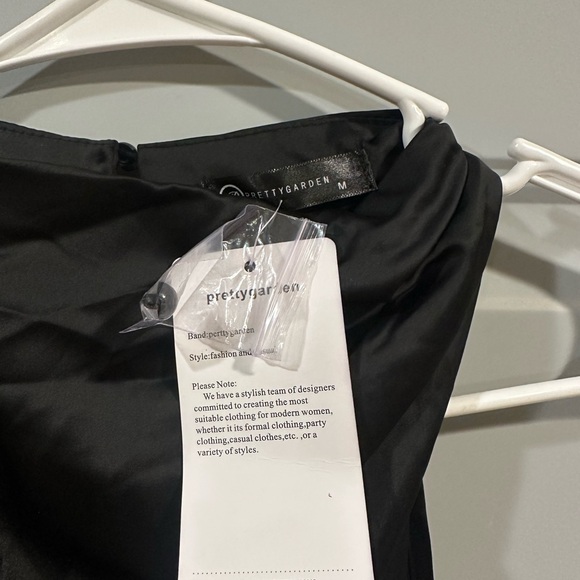 Satin High-Neck Black Midi Dress - Picture 2 of 2